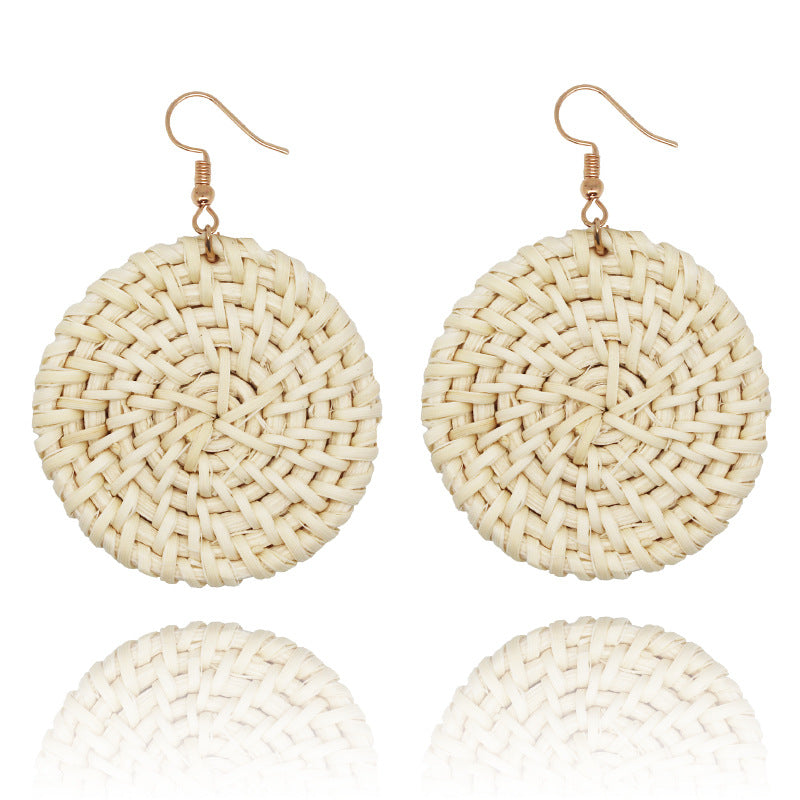 Wholesale Fashion Creative Hand-woven Rattan Vintage Tassel Earrings